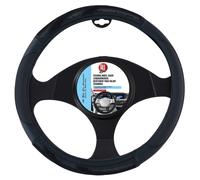 All Ride Housse de Volant de Voiture - Diamètre : 38 cm - Convient pour Volant de 37 à 39 cm - Poignée Confortable - Antidérapant - Décoration de Voiture - Cuir synthétique - Noir