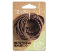 All Round Eco, Lot de 12 élastiques plats en bambou pour cheveux Marron