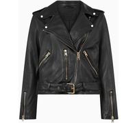 All Saints AllSaints Black/Gold Balfern Leather Biker Jacket