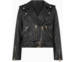 All Saints AllSaints Black/Gold Balfern Leather Biker Jacket