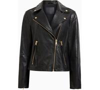 All Saints AllSaints Black/Gold Slim Fit Dalby Leather Biker Jacket