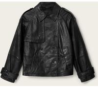 All Saints AllSaints Black Reya Cropped Leather Mac
