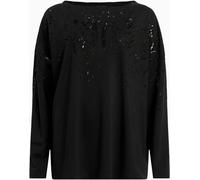 All Saints AllSaints Black Rita Black Relaxed Fit Snake Print Slash Neck Long Sleeve Top