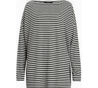 All Saints AllSaints Black/White Rita Black Relaxed Fit Snake Print Slash Neck Long Sleeve Top