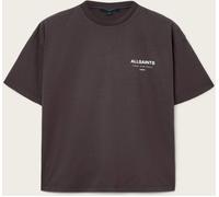 All Saints AllSaints Dark Brown Underground Etta Oversized Back Logo Print Cotton T-Shirt