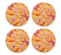 All Saints' Day Happy Halloween Candy Lot de 4 dessous de verre absorbants en liège pour table basse, verre à vin, bar