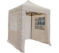 All Seasons Gazebos Pavillon Ultra-résistant à Ouverture instantanée de 2m x 2m avec 4 Poids léger Panneaux latéraux + Sac de Transport sur Roues et 4 Sacs de Poids pour Les Pieds (Beige)
