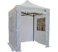 All Seasons Gazebos Pavillon Ultra-résistant à Ouverture instantanée de 2m x 2m avec 4 Poids léger Panneaux latéraux + Sac de Transport sur Roues et 4 Sacs de Poids pour Les Pieds (Blanc)
