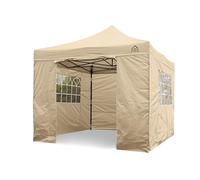 All Seasons Gazebos | Tonnelle Pliante 3x3m avec 4 Parois Latérales et Pack d'Accessoires | Matériaux Robustes, Entièrement Étanches et de Haute Qualité (Beige)