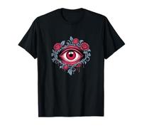 All Seeing Eye Déguisement Gothique avec Roses Rouges T-Shirt