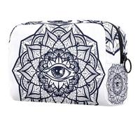 All Seeing Eye Mandala Trousse de toilette pour femme Grande trousse de maquillage pratique avec fermeture éclair, multicolore, 18.5x7.5x13cm/7.3x3x5.1in, Trousse de toilette