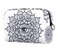 All Seeing Eye Mandala Trousse de toilette pour femme Grande trousse de maquillage pratique avec fermeture éclair, multicolore, 18.5x7.5x13cm/7.3x3x5.1in, Trousse de toilette