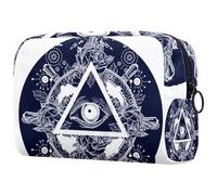 All Seeing Eye on Pyramid Trousse à cosmétiques pour femme, trousse de toilette de voyage, grande pochette de maquillage pratique avec fermeture éclair, multicolore, 18.5x7.5x13cm/7.3x3x5.1in, Trousse