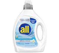 all Sensitive Fresh Lessive liquide hypoallergénique, parfum de brise printanière et sans colorants, doux pour les peaux sensibles, 2,4 l, 110 brassées, compatible HE