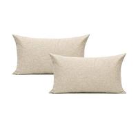 All Smiles Lot de 2 Housses de Coussin Lombaire rectangulaires en Lin Beige en Toile de Jute - Décoration d'intérieur et d'extérieur pour lit, canapé, terrasse, Chambre à Coucher - 30 x 50 cm
