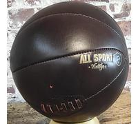 ALL SPORT VINTAGE - Ballon De Basket - T7 - Chocolat - sans Socle - Cuir de Vachette - Cousu Main - Marque Française