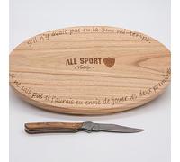 ALL SPORT VINTAGE - Planche Apéro Rugby 3ème Mi-Temps - Livrée avec Son Couteau - Bois De Hêtre. Marque Française.