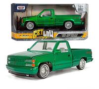 All Star Toys 1992 Chevy 454SS Pickup Lowrider Truck Candy Green 1/24 Diecast Model Motormax Get Low 79036 Exclusive