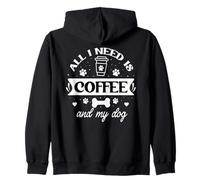 All That I Need is Coffee and My Dog Cup Paw Print Dog Mom Sweat à Capuche