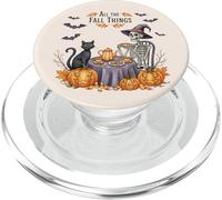 All The Fall Things Squelette de sorcière Motif Chat d'automne Citrouille PopSockets PopGrip pour MagSafe