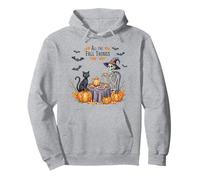 All The Fall Things Squelette de sorcière Motif Chat d'automne Citrouille Sweat à Capuche