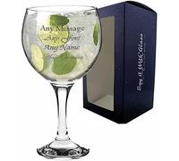All Things Personalised Grand Verre Gin Tonic 640 ml - Verre Ballon Gin Personnalisé Gravé avec Prénom et Message - Design Copa pour Gin et Cocktails - Compatible Lave-vaisselle, Coffret Cadeau Inclus