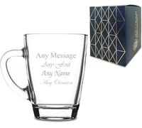 All Things Personalised Tasse à Café Personnalisable 300ml en Verre Gravé, Tasse Personnalisée avec Prénom ou Message, Mug Personnalisé Texte, Cadeau Personnalisable Femme Homme, Boîte Cadeau Incluse