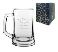 All Things Personalised Verre à Bière Gravé - Chope à Bière 0,5 L pour Père, Grand-père, Collègues et Autres - Cadeau Bière Gravure Laser avec Message Personnalisé, Coffret Cadeau