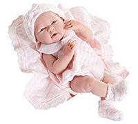 All-Vinyl La Newborn Doll In Pink Knit Outfit With Blanket. Real Girl!