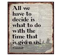 All We Have to Decide is What to Do with The Time That is Given Metal Sign Inspirational Wall Decor 8 X 12 in