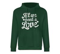 All We Need is Love Hoodie - Sweat à capuche imprimé amusant avec capuche, Hip-Hop Fashion Y2K Pull à manches longues, haut décontracté avec imprimé, Style vert foncé, XL