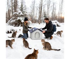 All-Weather Cat Shelter: Equipped with multi-layer heat retention and thermal barrier technology, the outdoor cat house safeguards pets against cold-air penetration, delivering consistent warmth and p