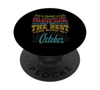 All Women are Born in October Birthday Women Girl PopSockets PopGrip Adhésif
