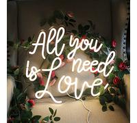 All You Need is Love, enseigne au néon blanc chaud pour mariage, lumière néon LED pour chambre à coucher, fête d'anniversaire, enterrement de vie de jeune fille, fiançailles, maison, mur, décorations