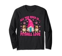 All You Need is Pitbull Love Dog Mama GNOME for Pittie Mom Manche Longue