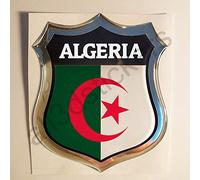 All3DStickers Autocollant Algérie Emblème Adhésif Algérie Drapeau 3D Résine Voiture Moto