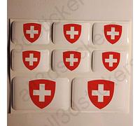 All3DStickers Autocollant Suisse 3D Résine 8X Autocollants Blason Suisse Armoiries Adhésif Relief
