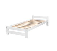 All4All Letti Singoli - Bois - Rete Lit Simple - Singolo avec Doghe - Letti Singoli per Adulti - Blanc - 90x200 cm