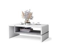 All4All Tables Basses Modernes Table Basse de Salon - Grande Table Basse en Bois- 100x60cm - Blanc & Effetto Cemento Millenium