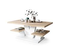 All4All Tables Basses Modernes Table Basse de Salon - Grande Table Basse en Bois- 110x60 cm - Rovere Sonoma & Blanc