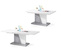 All4All Tables Basses Modernes Table Basse de Salon - Grande Table Basse en Bois- 70 x 120 cm - Blanc & Beton Millenium