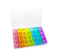 ALL4US® - Porte-documents hebdomadaires écrits italien - Pill Box 7 jours avec 28 compartiments, grande impression pour personnes âgées, organisateur quotidien pour pilules, compact et portable de