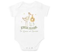 allaboutthebump Body avec inscription « Special Delivery for Nanny & Grandad » pour annonce de bébé (révélation de grossesse) - Livré par Stork - Emballage cadeau avec boîte, blanc, 0 Months