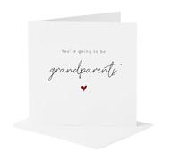 allaboutthebump Carte d'annonce de grossesse « You're going to be grandparents » de qualité supérieure, design minimaliste blanc, 15 x 15 cm, carte de révélation de bébé avec détails en forme de cœur