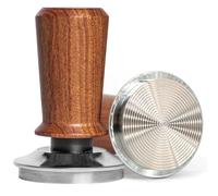 Allalley Presse-expresso de 51 mm avec base ondulée - Presse-café à ressort en acier inoxydable avec une poignée en bois véritable de forme élégante calibrée à une pression de contact de 51 mm