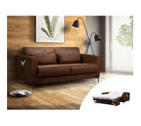 Allan - canapé lit 3 places convertible express couchage quotidien 140 cm matelas 12 cm en microfibre - Marron