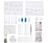 Allaonze 25 PCS Moule de Pendentif, 12 PCS Silicone Moules Style Assorti, 5 Sortes L'outil de Fabrication et 2 PCS Matériaux de Remplissage pour Les Bijoux de Bijouterie DIY Outils