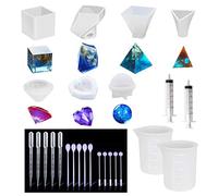 Allaonze 26 PCS Grand Moule de Pendentif, 7 PCS Moule Silicone Résine Sphérique Diamant Pyramide, 5 Sortes PCS L'outil de Fabrication pour Les Bijoux de Bijouterie DIY Outils