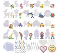 Allaonze Animal Perles à Repasser 5 mm 22 PCS Stylo Carré Transparent pour Perles à Repasser Enfant Artisanat Perles avec Pincettes à Perles, Feuilles de Papier à Repasser et Porte Clés Coloré