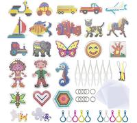 Allaonze Perles à Repasser 54 PCS 5 mm StyloTransparent pour Perles à Repasser Enfant Artisanat Perles avec Pincettes à Perles, Feuilles de Papier à Repasser et Porte Clés Coloré